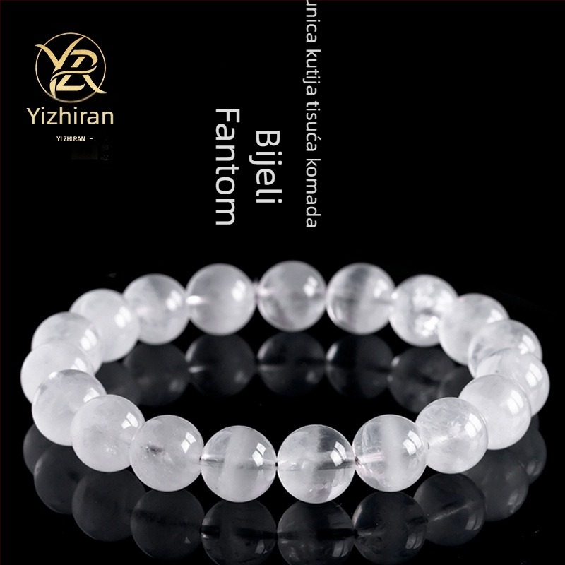 Kristalna narukvica s kristalom duha; unisex, prirodni stil; materijal: kristal duha; prerada: brušenje i poliranje; oblik: rasute perle