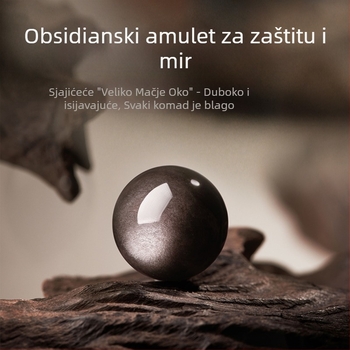 Narukvica od obsidijana s dvostrukim slojem, 999 srebra, moto sa šest znakova, unisex dizajn