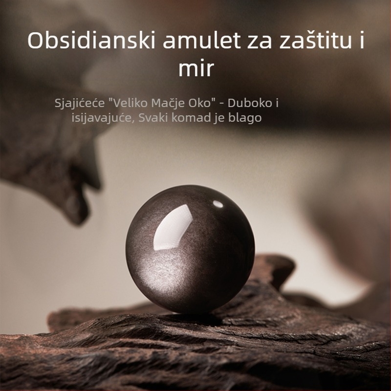 Narukvica od obsidijana s dvostrukim slojem, 999 srebra, moto sa šest znakova, unisex dizajn