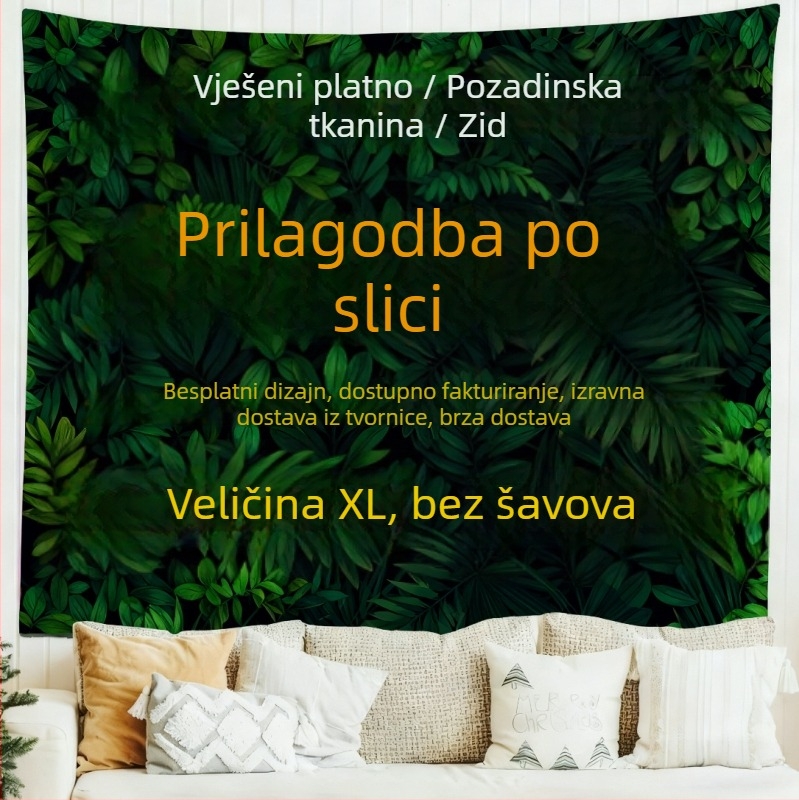 Prilagodljivi digitalno otisnuti pozadinski goblen — velur materijal, 100% poliester glavna tkanina, motiv cartoon/anime, nordijski stil, strojno tkanje, pravokutni oblik