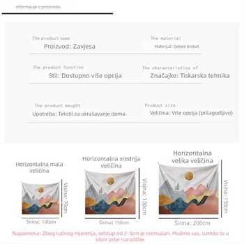 Tapiserija s karikaturalnim stilom, pejzažni uzorak, pravokutni oblik, strojno tkanje od poliester tkanine