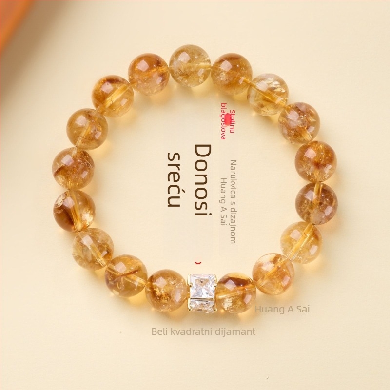 Ručna narukvica s Citrine kuglicama, vintage stil, geometrijski oblik, Feiyi