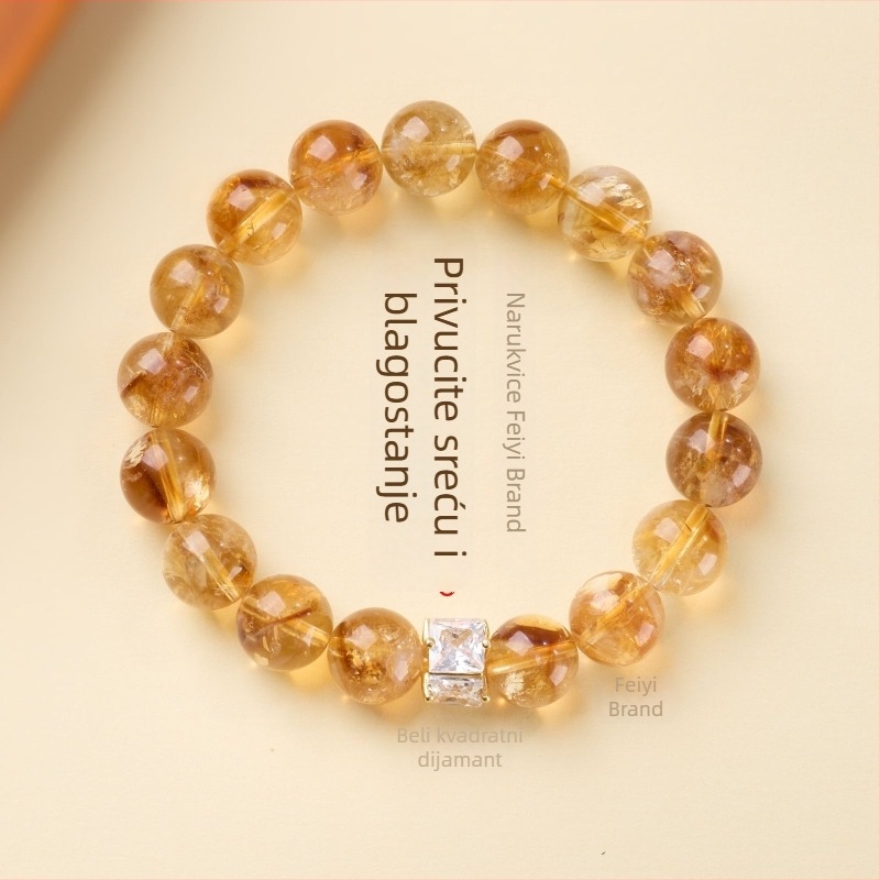 Ručna narukvica s Citrine kuglicama, vintage stil, geometrijski oblik, Feiyi