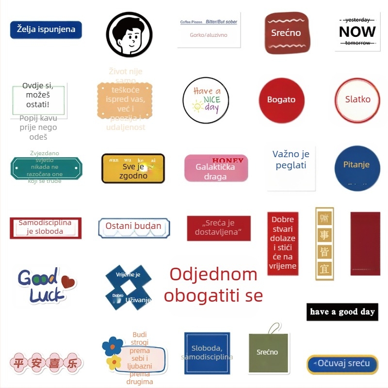 Set naljepnica za šalice mliječnog čaja - Lanxihaibao, serija naljepnica za šalice mliječnog čaja, sladak stil, ispisano, 25 g