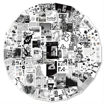 Set naljepnica s kolazom umjetnosti, 60 kom., samoljepljive, nordijski stil, ispis — Tu Yu