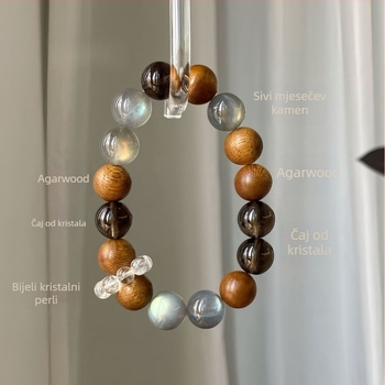 Geometrijska kristalna narukvica s prirodnim kristalnim perlama, ručna izrada, Liangxu Jewelry, unisex, književno retro stil