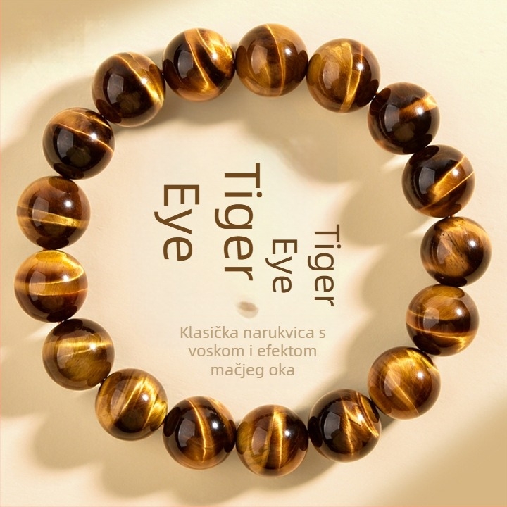 Keya kristalni narukvica od Tiger Eye-a s okruglim perlama - unisex, prirodni stil, raspršene perle