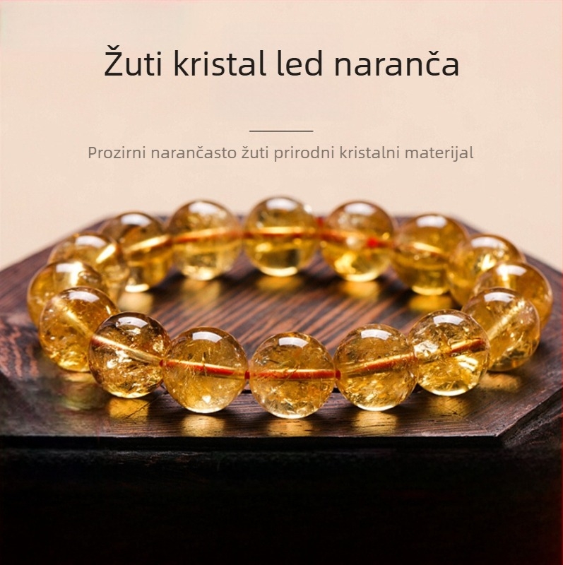 Yizhiran kristalna narukvica, prirodni žuti citrin, unisex