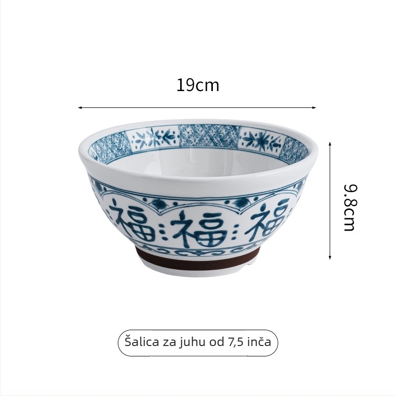 Keramički set zdjela i tanjura, podglazurna tehnologija, okrugli oblik, kompatibilan s mikrovalnom pećnicom