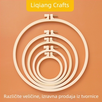 Okvir za izšivanje s imitacijom bambusa, plastični krug za DIY križno šivanje, podesivi okvir s cvjetnim motivom