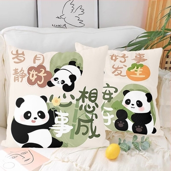 Cross-stitch komplet za jastuk s motivom panda, 9CT platno, plastični list, stil: novi kineski stil