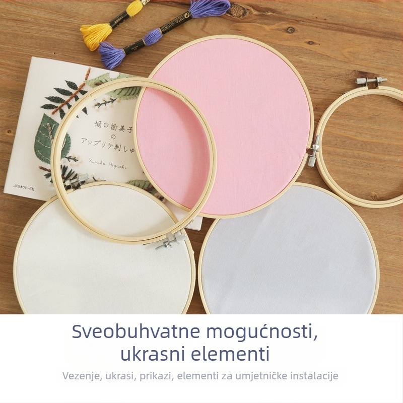 Prirodni bambus obruč za vezenje, kružni mini okvir za križni vezenje, set alata za vezenje