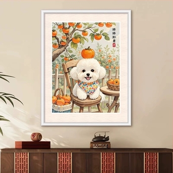 Set za križni bod – krajolik motiv Persimmon, pamuk, moderni minimalistički stil