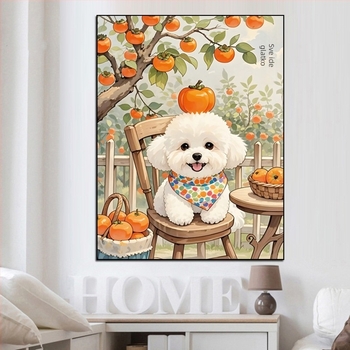 Set za križni bod – krajolik motiv Persimmon, pamuk, moderni minimalistički stil