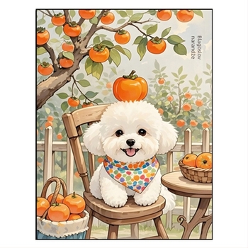 Set za križni bod – krajolik motiv Persimmon, pamuk, moderni minimalistički stil