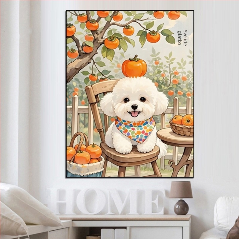 Set za križni bod – krajolik motiv Persimmon, pamuk, moderni minimalistički stil