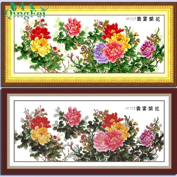 Križno šivanje na platnu, ekološka pamuk, 11CT, cvjetni uzorak (cvijeće/trava/lišće), jednostrano šivanje