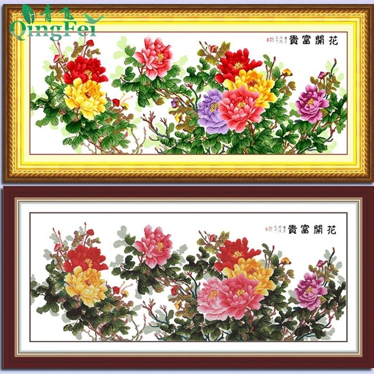 Križno šivanje na platnu, ekološka pamuk, 11CT, cvjetni uzorak (cvijeće/trava/lišće), jednostrano šivanje