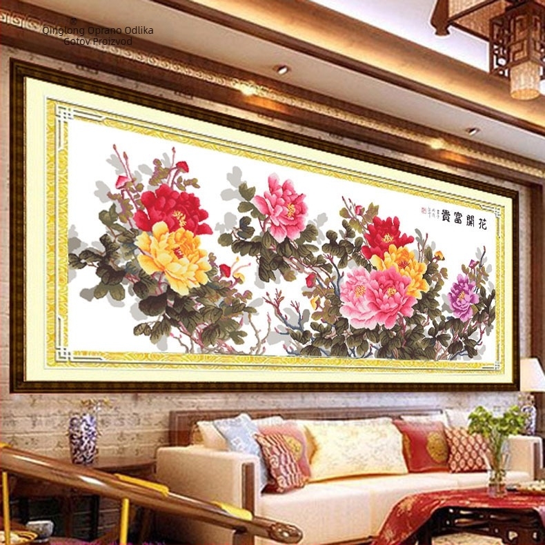 Križno šivanje na platnu, ekološka pamuk, 11CT, cvjetni uzorak (cvijeće/trava/lišće), jednostrano šivanje