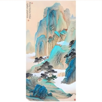 Križni bod set — pejzaž, pamuk platno, vez na tkanini, moderni minimalistički stil