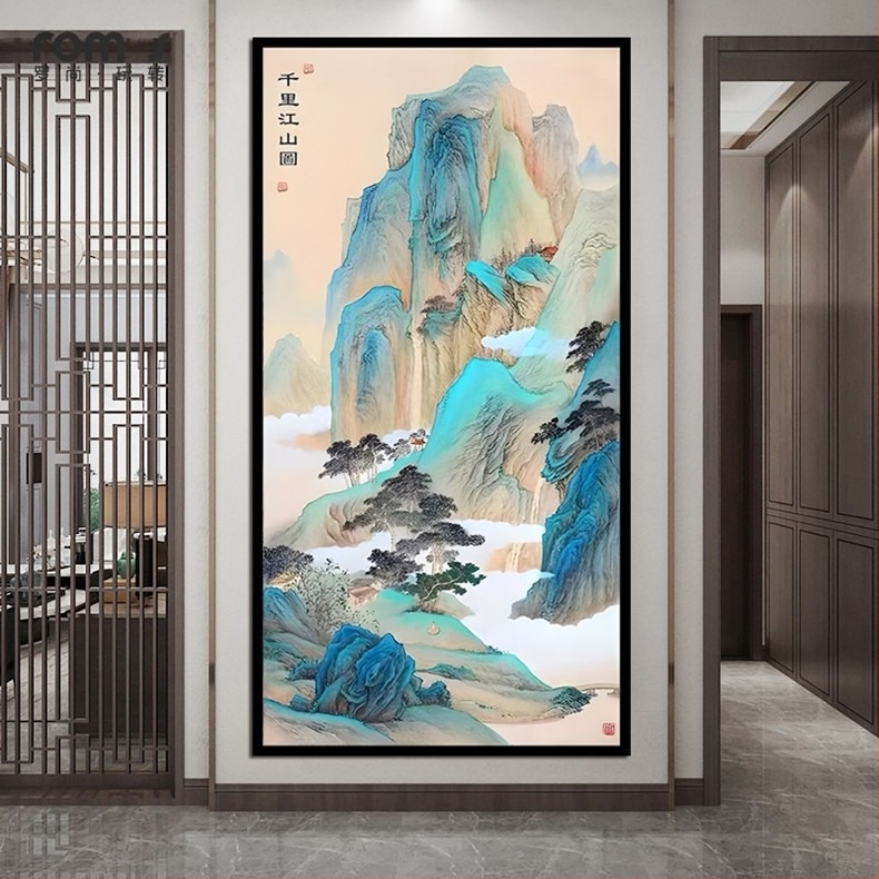 Križni bod set — pejzaž, pamuk platno, vez na tkanini, moderni minimalistički stil