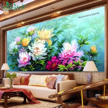 Zidna slika križićnim vezom — idiličan stil; ekološka pamučna tkanina, 11CT, križićna veza, pogodna za dnevni boravak.