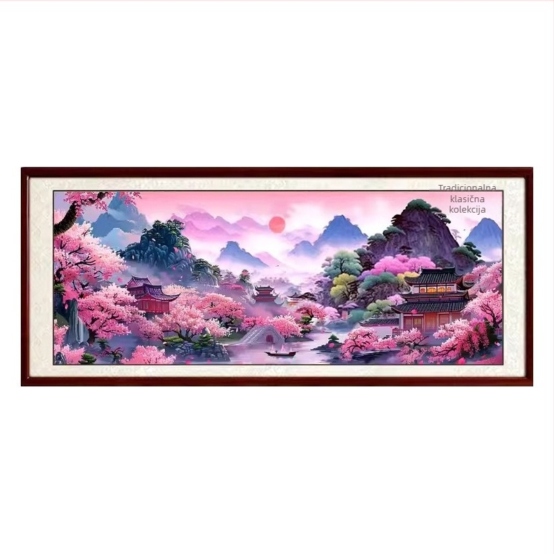 Mona Lisa krajolik križićno šivanje – pamuk materijal, moderan minimalistički stil