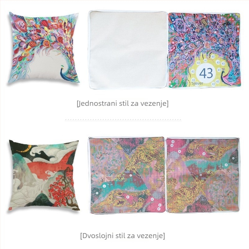 Jastuk s križnim šavom – figura, laneno platno, 11CT, moderni minimalistički stil