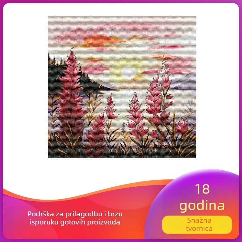 Komplet za križićno šivanje s pejzažnim motivom, 11CT, materijal: ekološka pamuk/čisti pamuk, tip šivanja: križićni bod