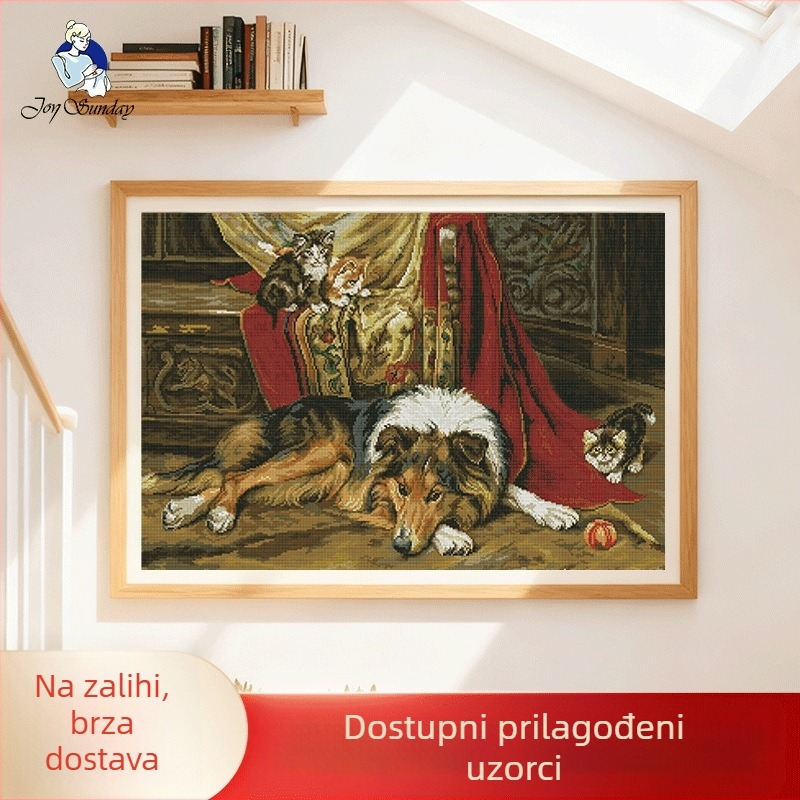 Novi komplet za križno šivanje s njemačkim ovčarom za dekoraciju dnevnog boravka i spavaće sobe, ekološka pamuka, ručno šivanje, skandinavski stil