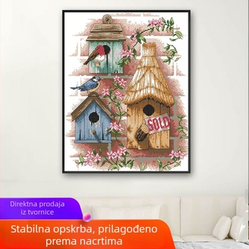 Set za križni bod: pejzaž s kućicom na bijelom platnu, 11CT