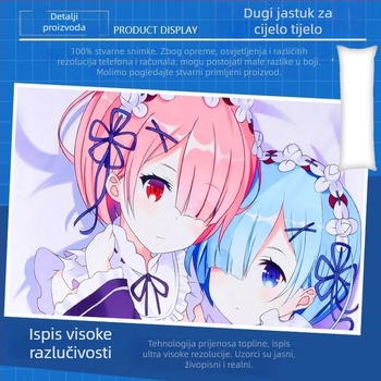 Dugačka navlaka za jastuk za tijelo s anime motivom, prilagodljiv otisak, široka paleta dizajna