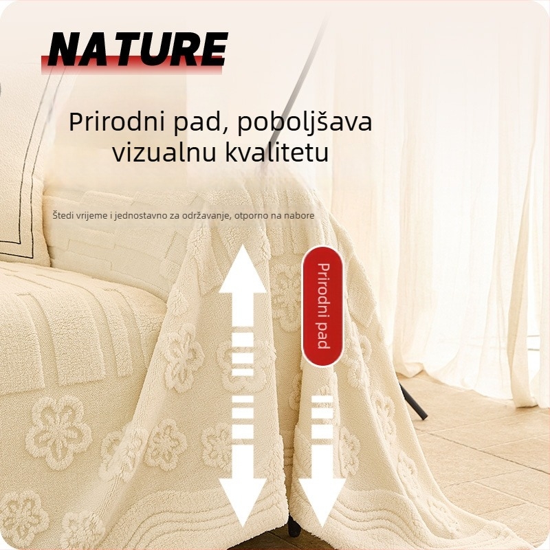 Univerzalna navlaka za kauč – plišasta zimska navlaka s printom, materijal Shu cotton velvet, univerzalna prilagodba, mogućnost prilagodbe, minimalistički stil