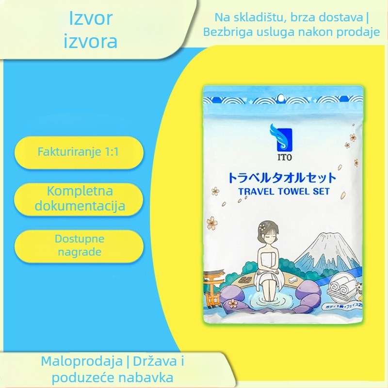 Ito jednokratni set ručnika za kupanje, 100% vlakna regenerirane celuloze, pojedinačno pakiran, upijanje 5–10 s