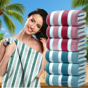 Koralni fleece ručnik za kupanje/plažu, upijajući i brzo suši, 150d pređa, jednostavna tkanina, težina 200-300 g