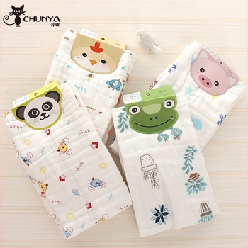 Dvodelni set dječjih ručnika od guste gaze, tiskani kvadratni ručnici, pređa 40, težina 50–80 g