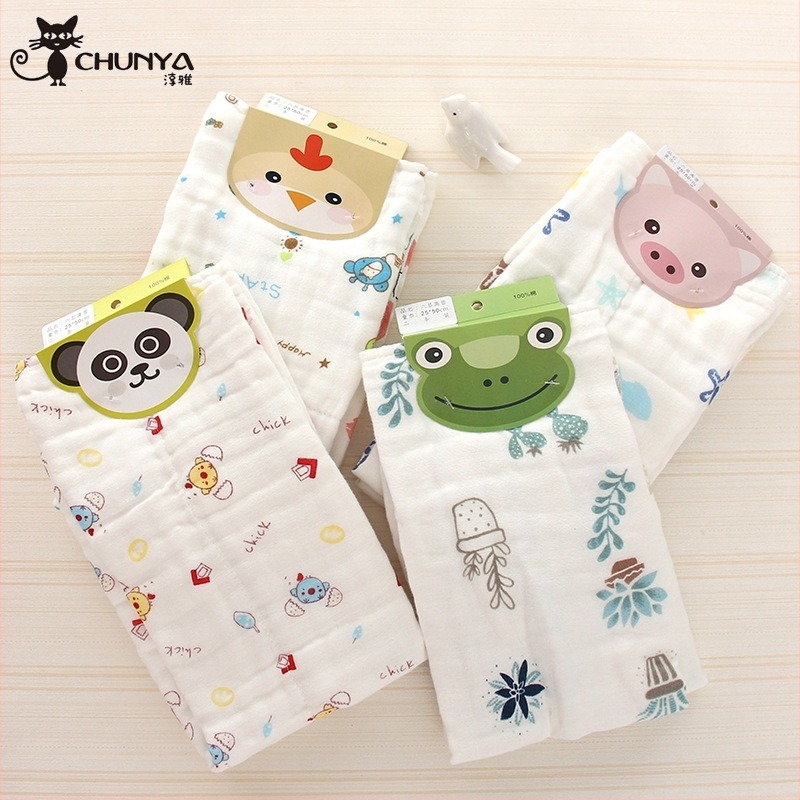 Dvodelni set dječjih ručnika od guste gaze, tiskani kvadratni ručnici, pređa 40, težina 50–80 g