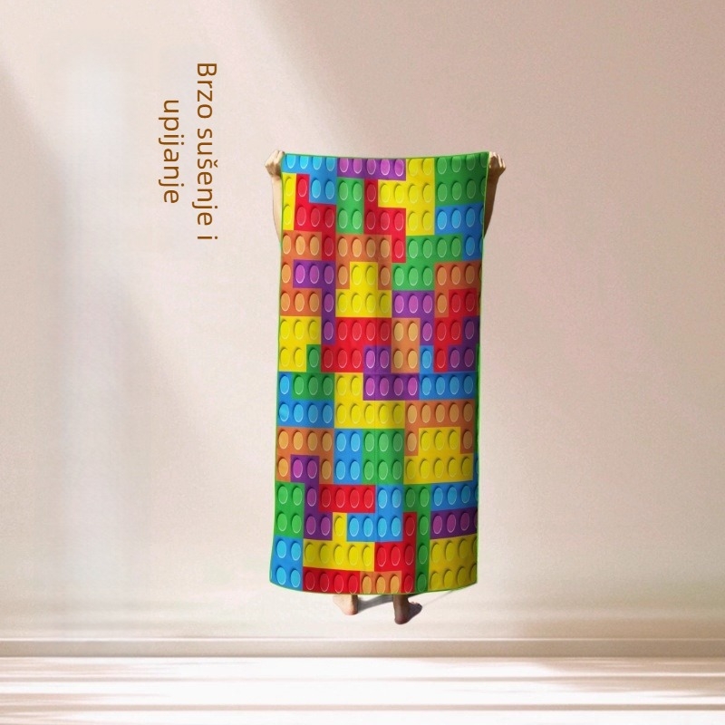 Ispisani plažni ručnik od superfinih vlakana, 150D, 200–300 g/m², brzo sušenje