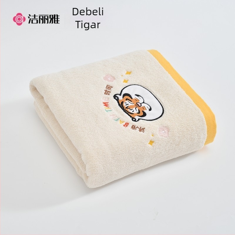 Grace ručnik za kupanje s Fat Tiger izvezom, 100% pamuk, 400–500 g, 32s pređa, Jacquard tkanina