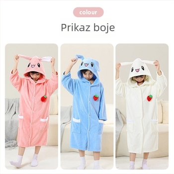 Dječji ručnik za kupanje s kapuljom, od koralnog velura, podstava od krzna zeca, brzo sušenje, unisex, proljeće