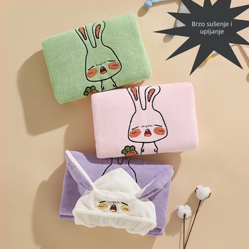 Dječji kapucnasti ručnik za kupanje s karikaturom, koralni fleece, 260 g, Jade Baby, otisak logotipa