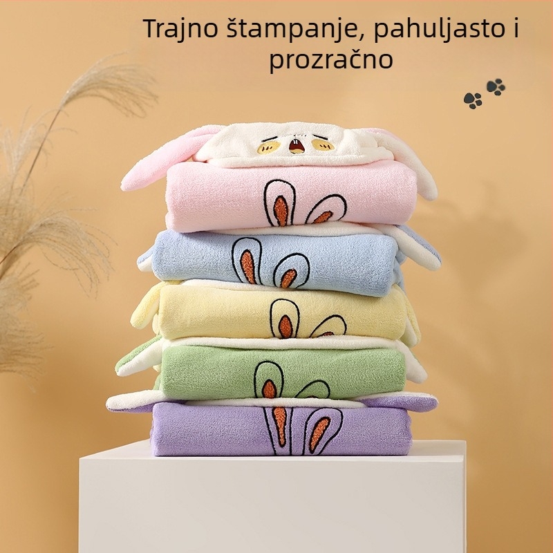 Dječji kapucnasti ručnik za kupanje s karikaturom, koralni fleece, 260 g, Jade Baby, otisak logotipa
