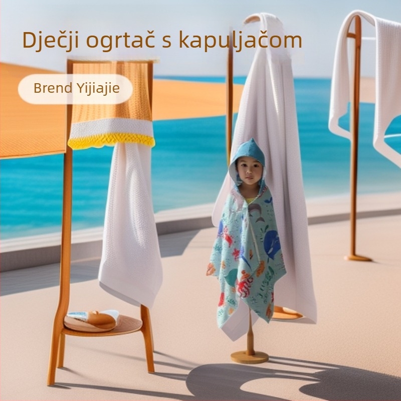 Dječji ručnik za plažu kapulja s Cape stila od mikrovlakna, brzo suši, upija, otisnuto, prilagodljivo, vlakna 150d, težina 200-300 g