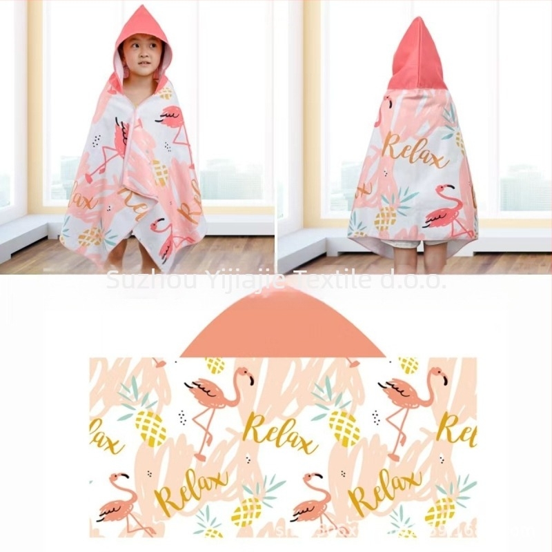 Dječji ručnik za plažu kapulja s Cape stila od mikrovlakna, brzo suši, upija, otisnuto, prilagodljivo, vlakna 150d, težina 200-300 g