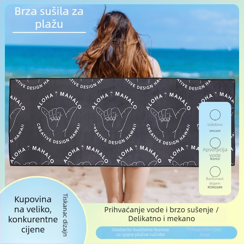 Pamukasto pončo za presvlačenje s kapuljačom, brzo sušeće, prijenosno, težina 140–170 g, kupaći/plažni ručnik