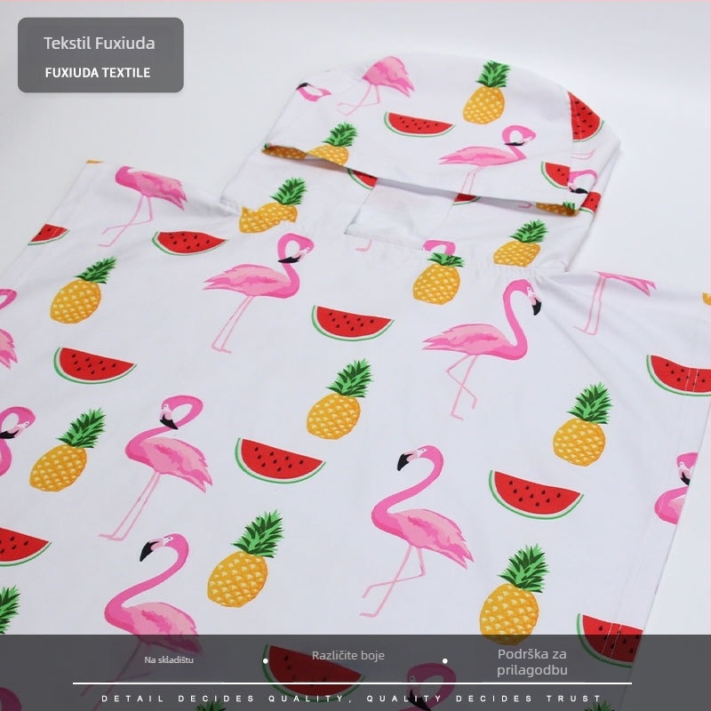 Fuxiuda Mikrovlakana apsorpcijski dvostrano baršun potpisani ogrtač za plažu i vanjsko preoblačenje, 120–140 g, 120D vlakno, tisak