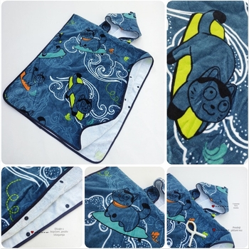 Dječji nosivi ručnik za kupanje s kapuljačom, brzo sušeći i upijajući, za plivanje i plažu (Materijal: 100% pamuk | GSM: 140–170 | Vlakna: Strand | Proizvodni proces: Cut Pile)