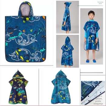 Dječji nosivi ručnik za kupanje s kapuljačom, brzo sušeći i upijajući, za plivanje i plažu (Materijal: 100% pamuk | GSM: 140–170 | Vlakna: Strand | Proizvodni proces: Cut Pile)