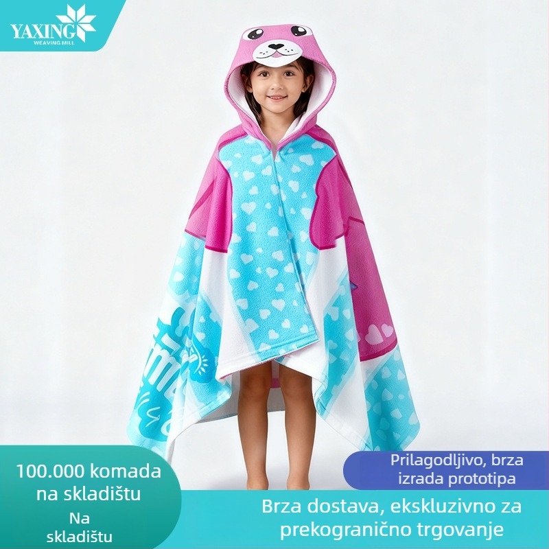 Ručník za kupanje s kapuljom, nosiv kao šal, brzo se suši, mikrovlakno, prilagodljiv uzorak