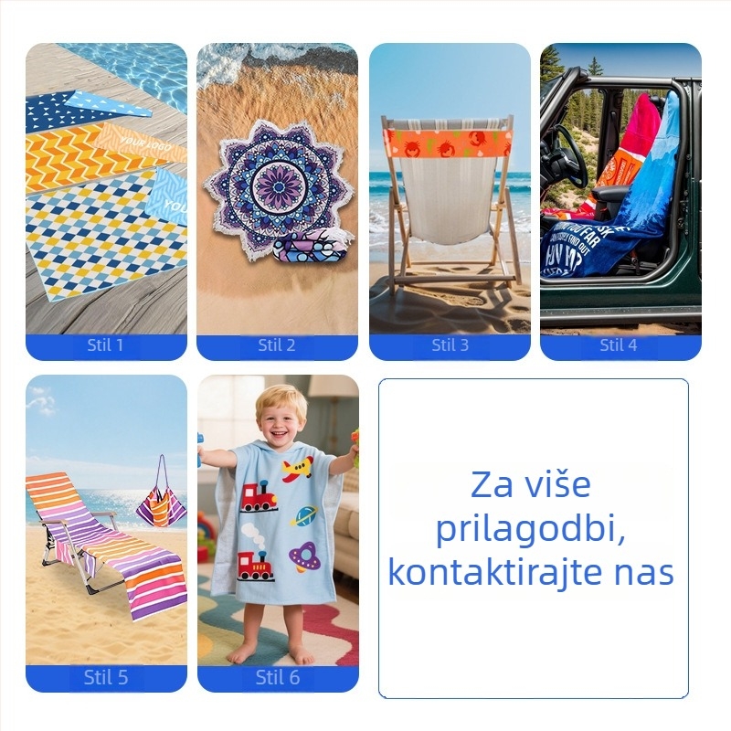 Mikrovlaknasti plažni ručnik s kapuljom i crtanim printom, upijajući, brzo se suši, prilagodljiv, certificirano ISO9001/GRS/OEKO/BSCI/FAMA